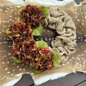Rustic Floral Wreath with Burlap Accents